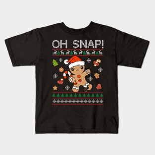 Oh Snap Gingerbread Cookie Christmas Ugly Sweater Kids T-Shirt